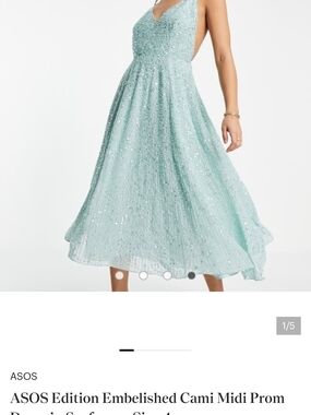 ASOS Mint Sequin Cami Midi Dress